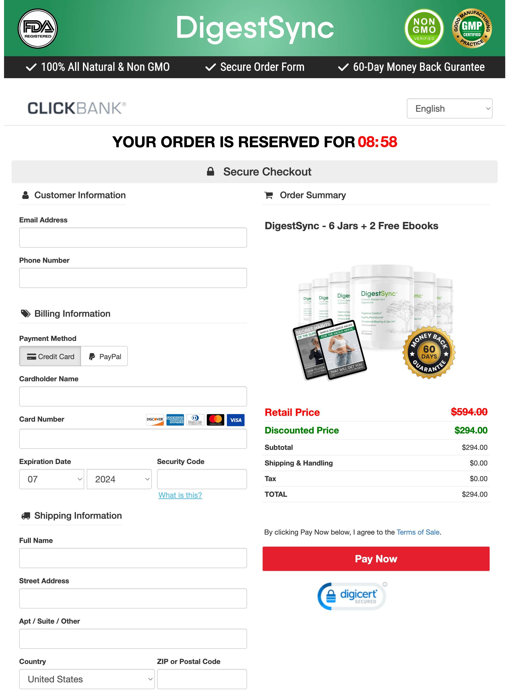 DigestSync Official Website Secure Order Page